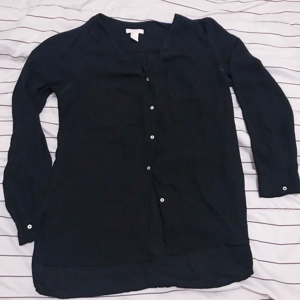 Casual office black button down